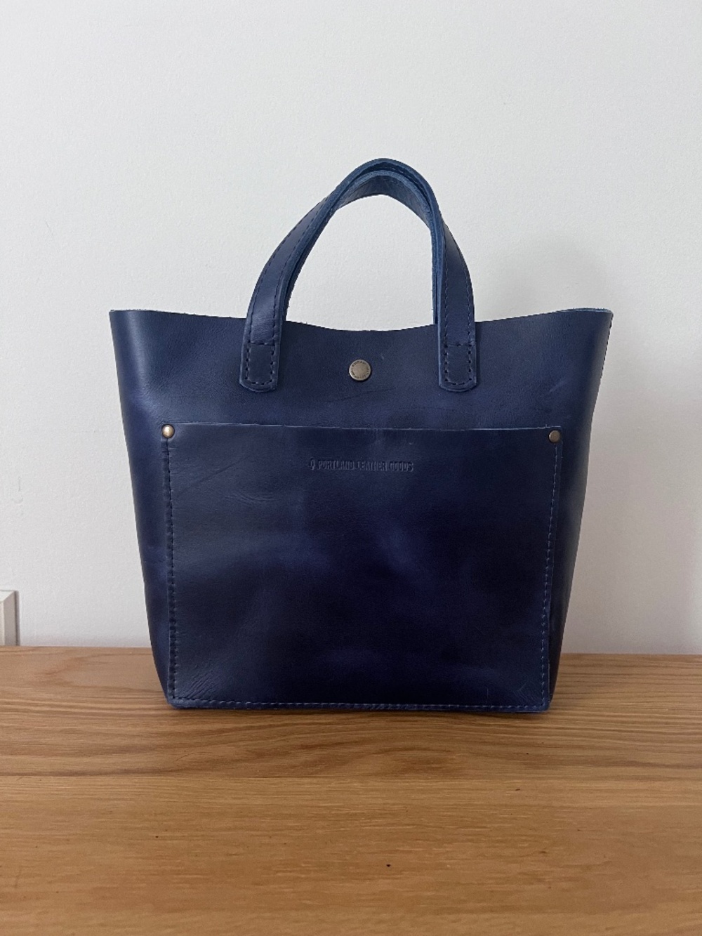 Portland Leather Mini Crossbody Tote in Cowboy Blue - *excellent condition*